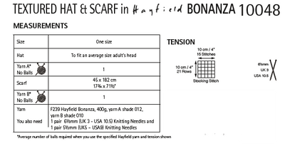 Hayfield 10048 Textured Hat & Scarf in Hayfield Bonanza (PDF) Knit in a Box