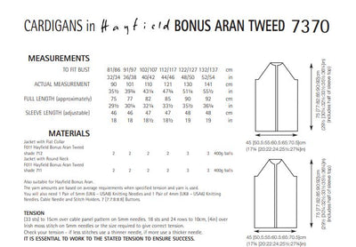 Hayfield 7370 Cardigans in Bonus Aran Tweed (PDF) Knit in a Box