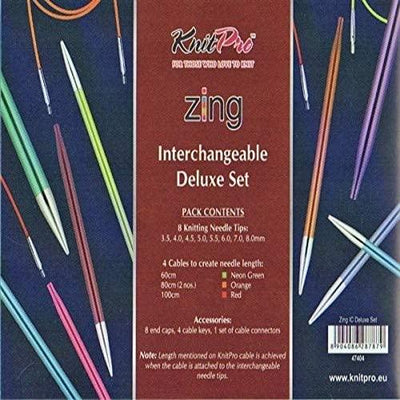 KnitPro Zing: Knitting Pins: Circular: Interchangeable: Deluxe Set, Aluminium Knit in a Box