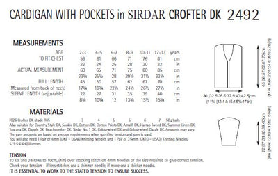 Sirdar 2492 Children Cardigan with Pockets in Crofter DK (PDF) Knit in a Box