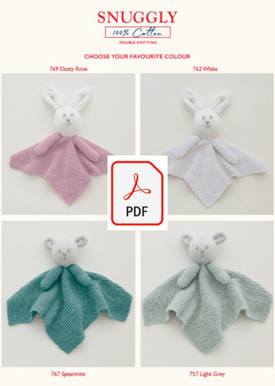 Sirdar 5273 Baby's Rabbit & Teddy Comforter Blankets in Snuggly 100% Cotton DK (PDF) Knit in a Box