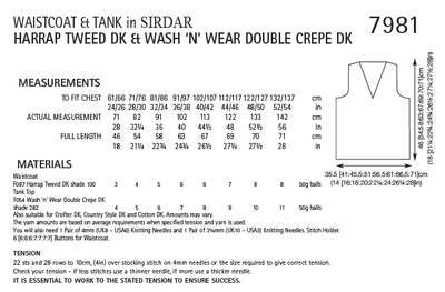 Sirdar 7981 Waistcoat & Tanktop in Sirdar DK Yarns (PDF) Knit in a Box