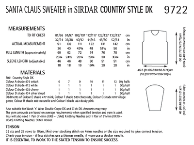 Sirdar 9722 Santa Claus Sweater in Country Style DK (PDF) Knit in a Box