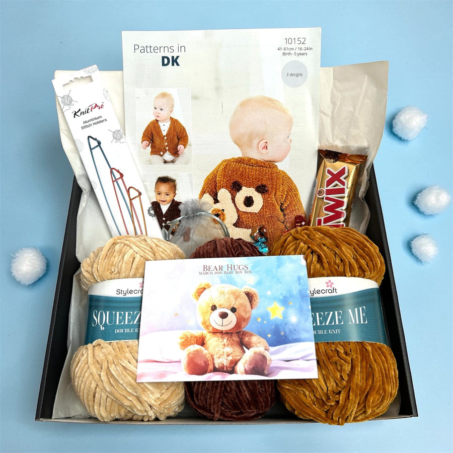 Bear Hugs Baby Boy Cardigan & Toy Knit in a Box 