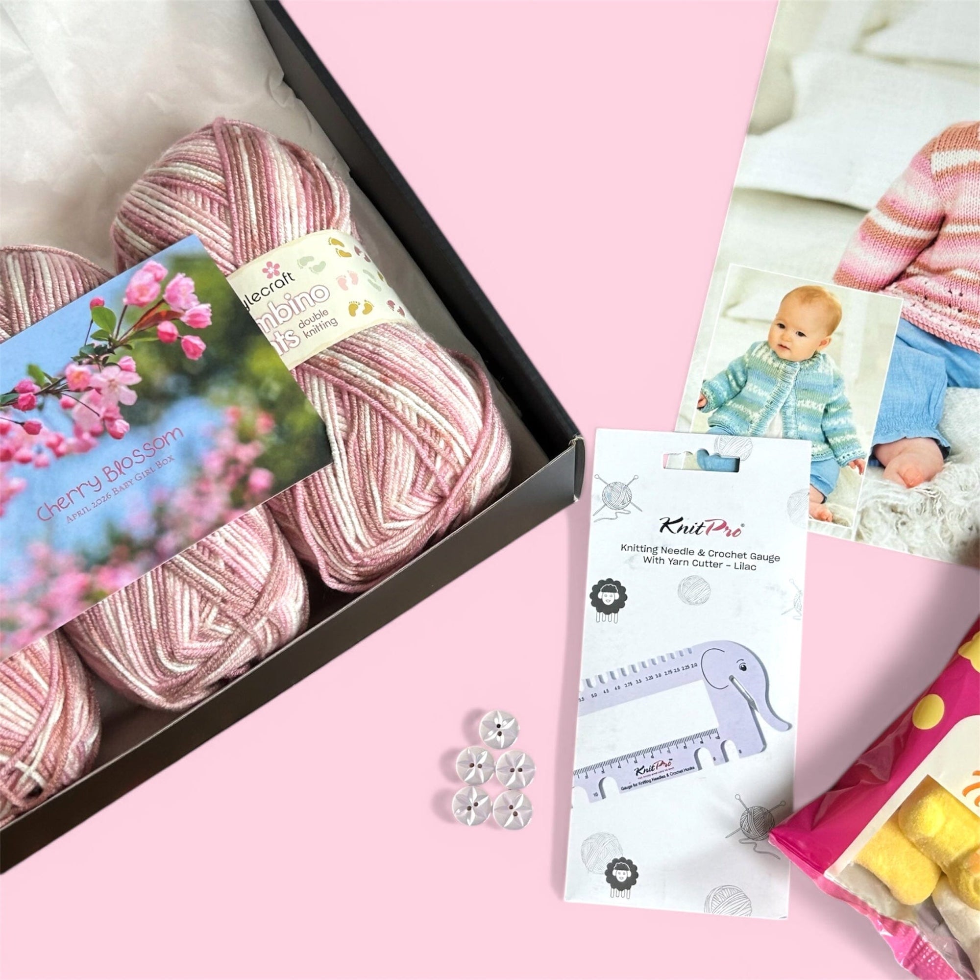Cherry Blossom Baby Girl Jumper/ Cardigan Knit in a Box