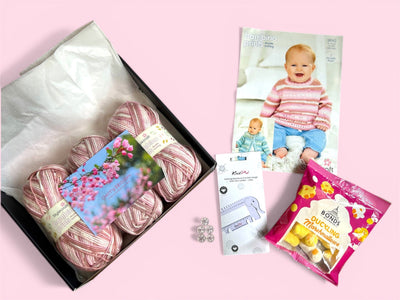 Cherry Blossom Baby Girl Jumper/ Cardigan Knit in a Box