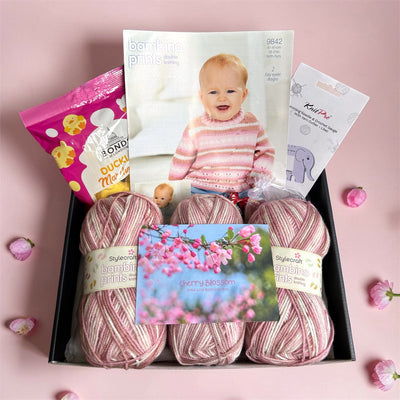 Cherry Blossom Baby Girl Jumper/ Cardigan Knit in a Box