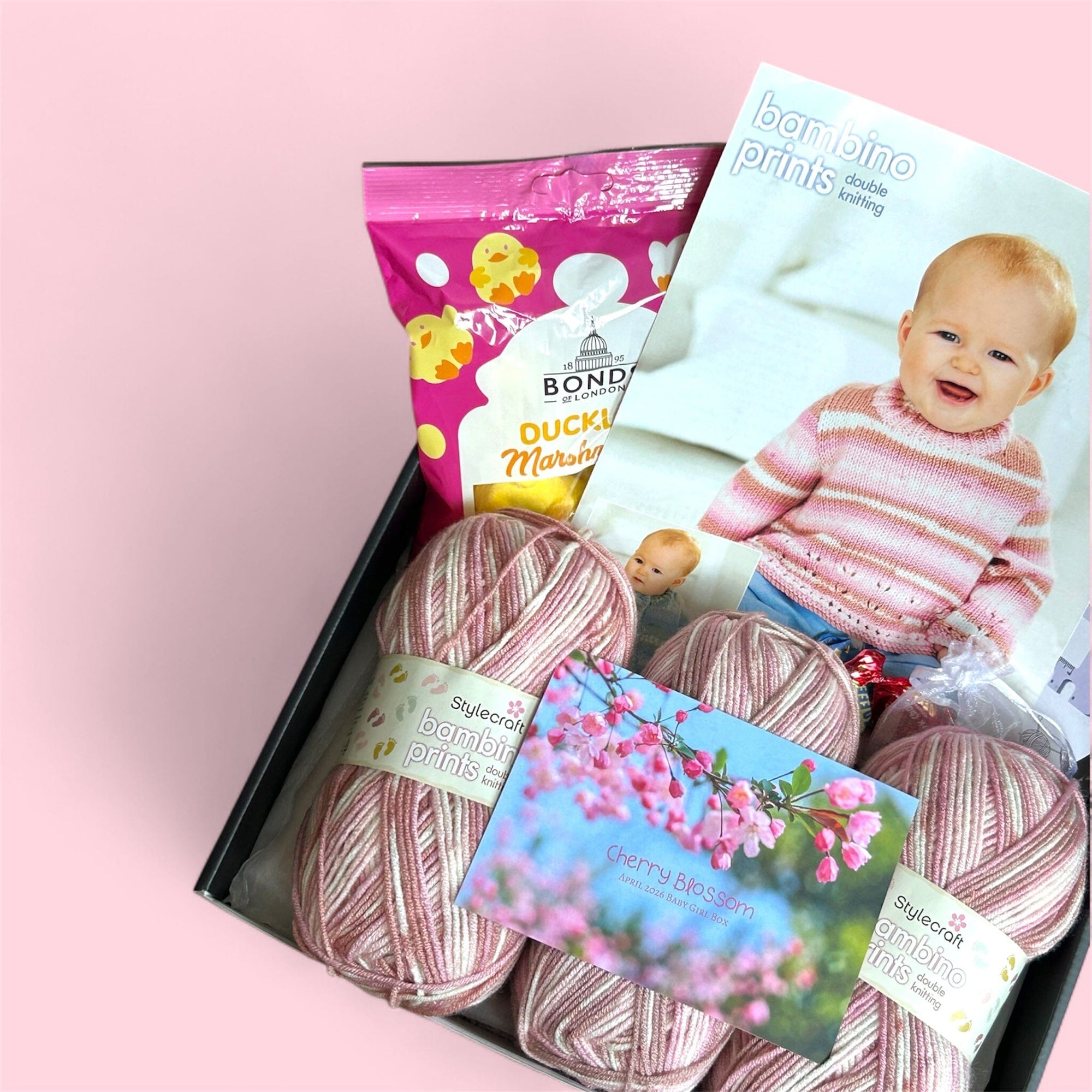 Cherry Blossom Baby Girl Jumper/ Cardigan Knit in a Box