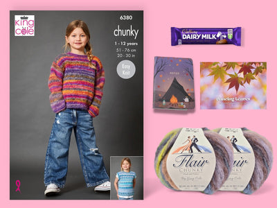 Dancing Leaves Child Girl Jumper/ Cardigan Knit in a Box