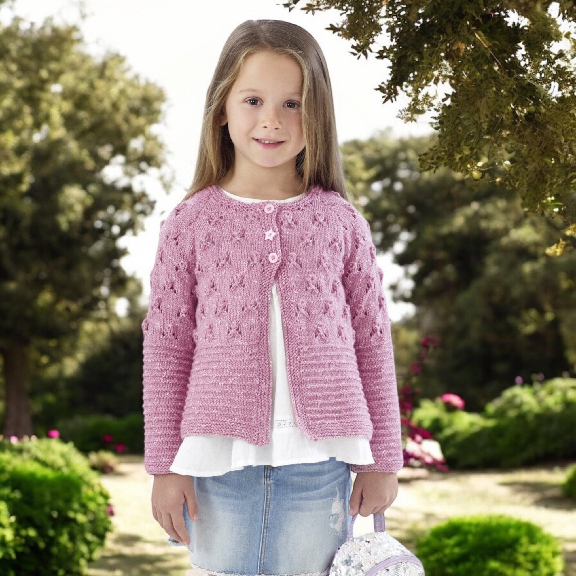 Enchanted Garden Child Girl Cardigan Knit in a Box