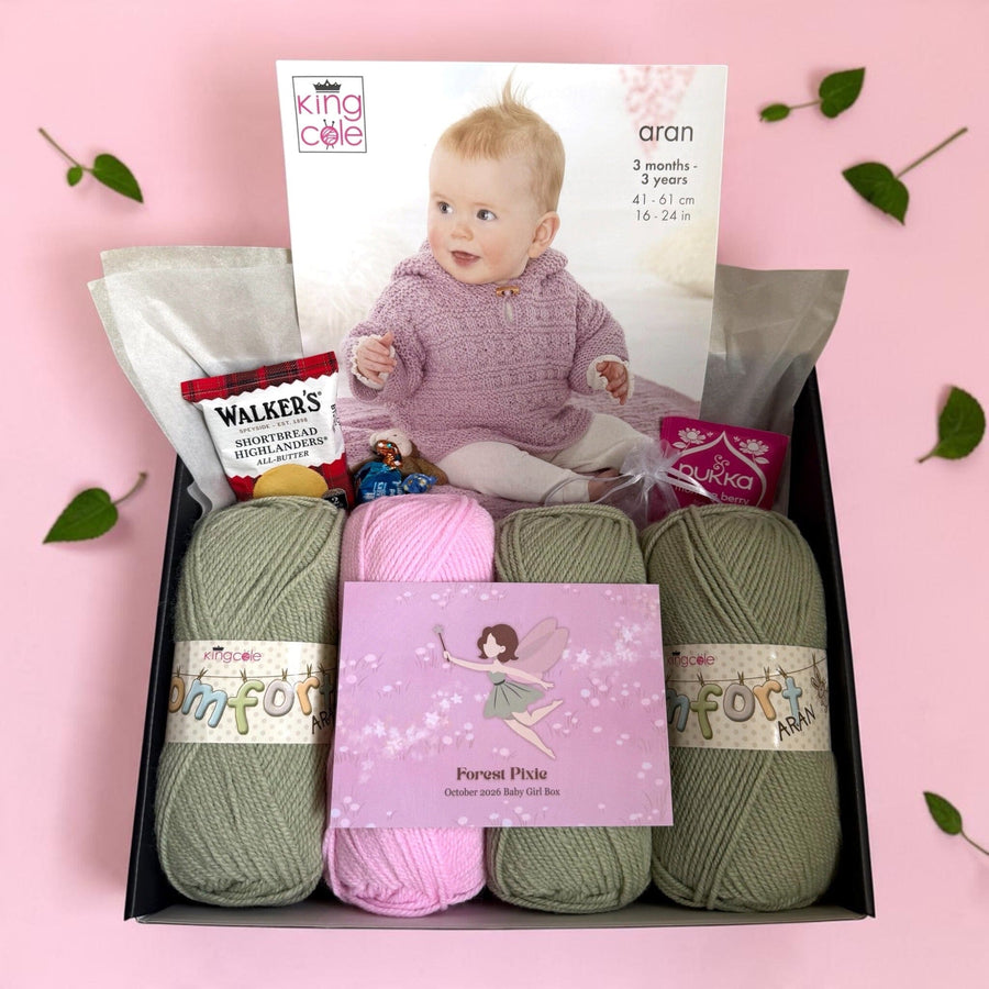 Forest Pixie Baby Girl Jacket, Top/ Blanket Knit in a Box 