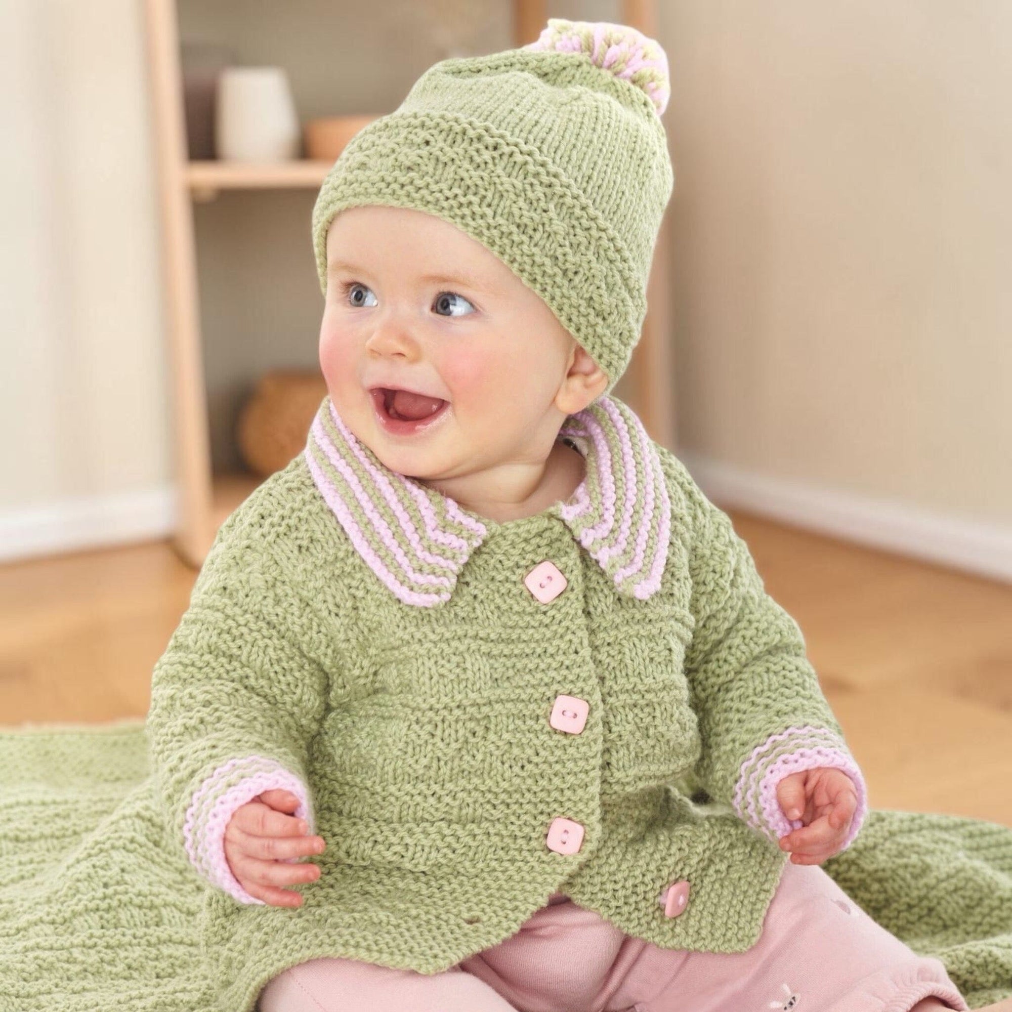 Forest Pixie Baby Girl Jacket, Top/ Blanket Knit in a Box