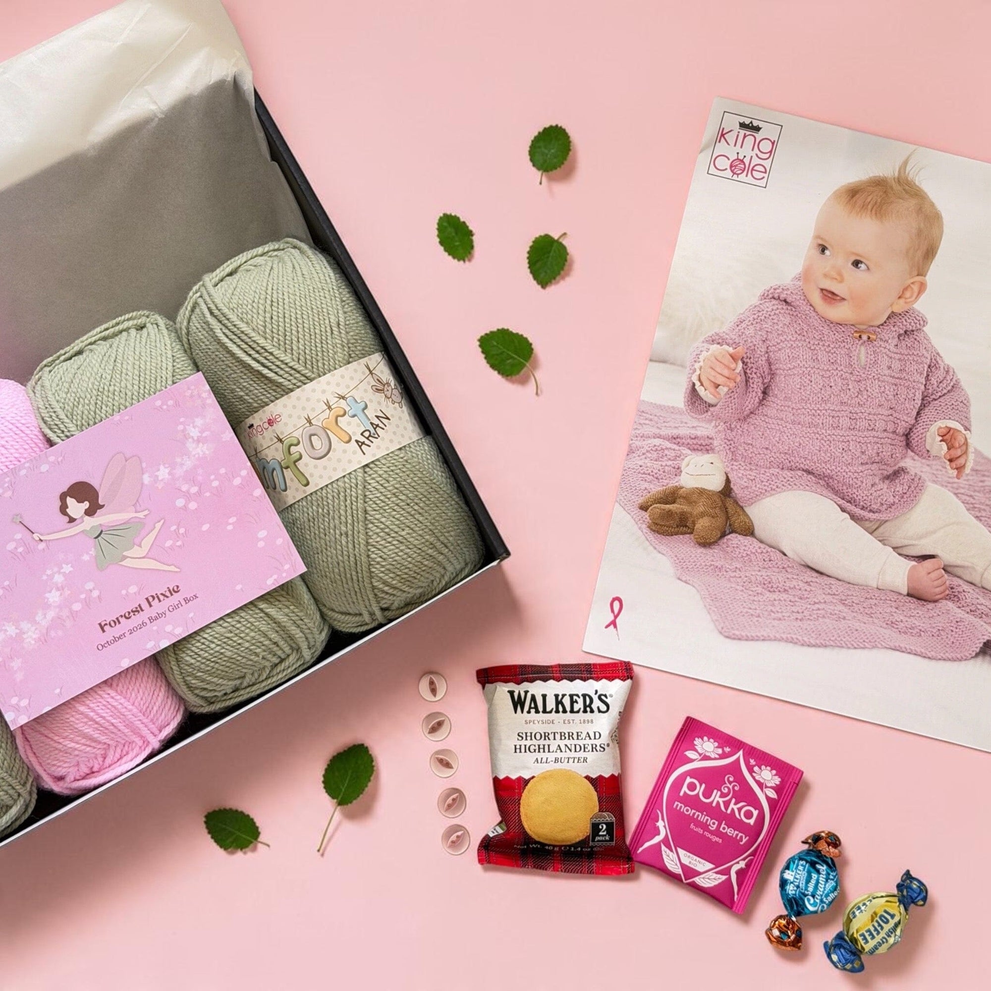Forest Pixie Baby Girl Jacket, Top/ Blanket Knit in a Box