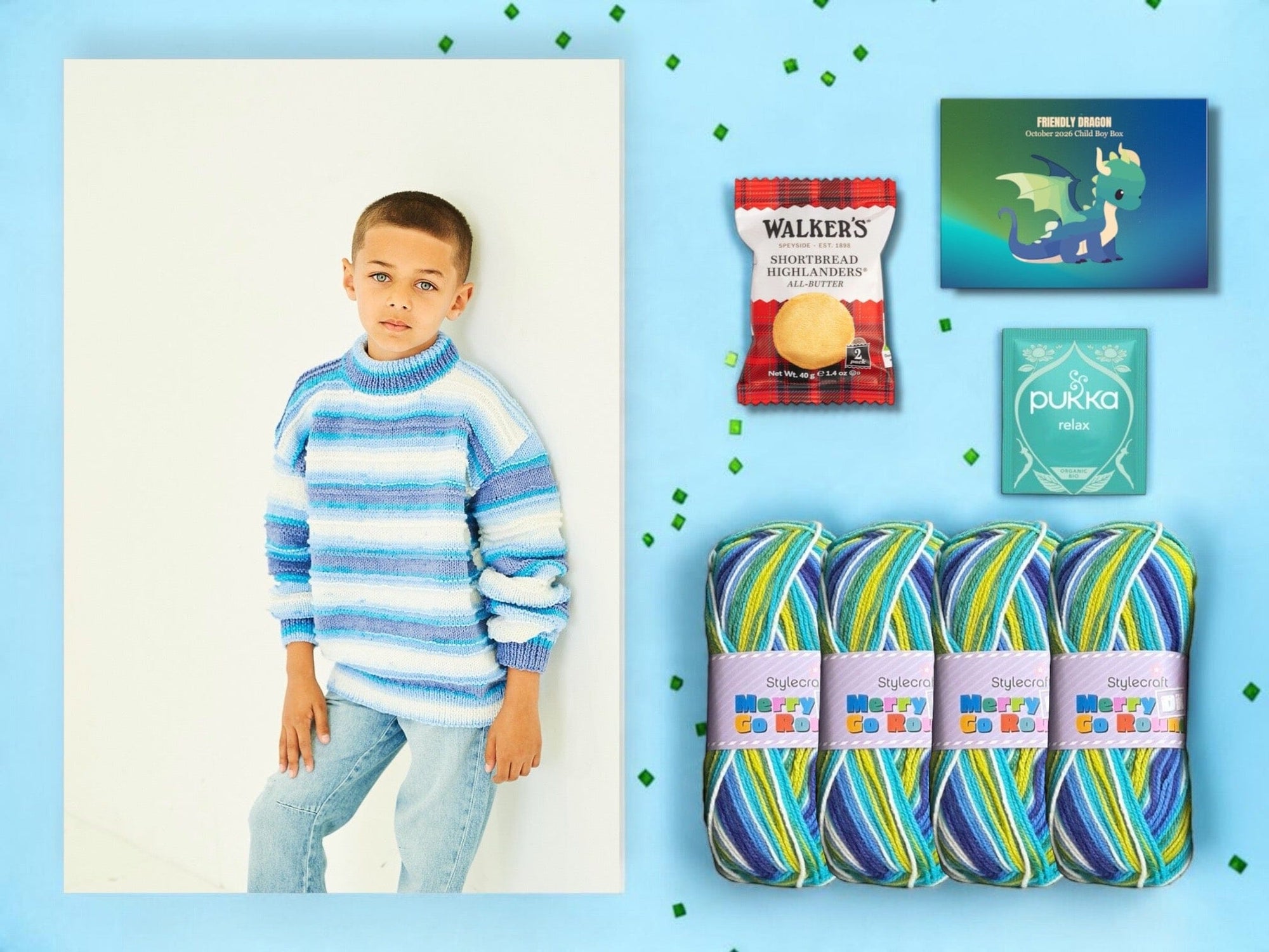 Friendly Dragon Child Boy Jumper Knit in a Box