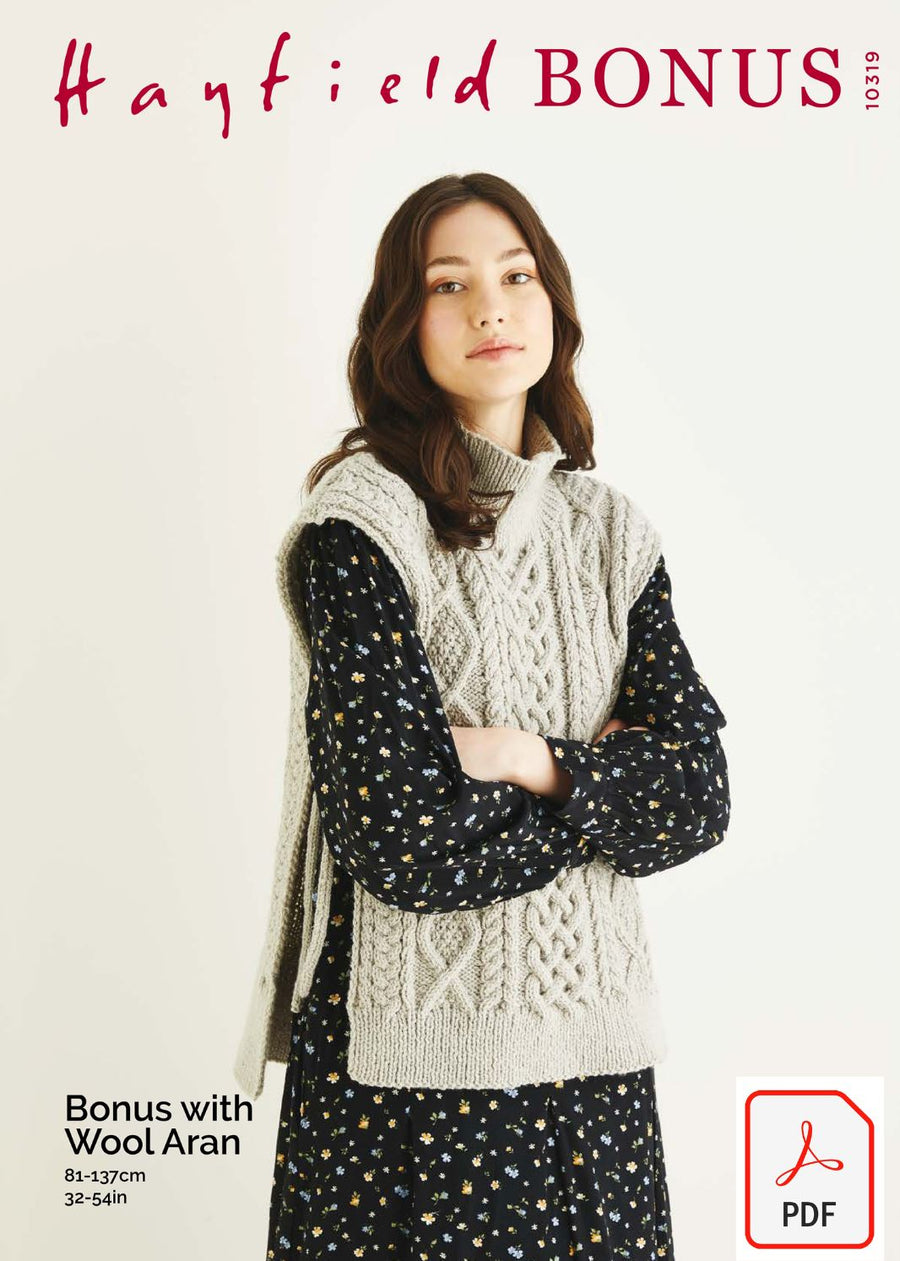 Hayfield 10319 Bonus with Wool Aran (PDF) Knit in a Box 