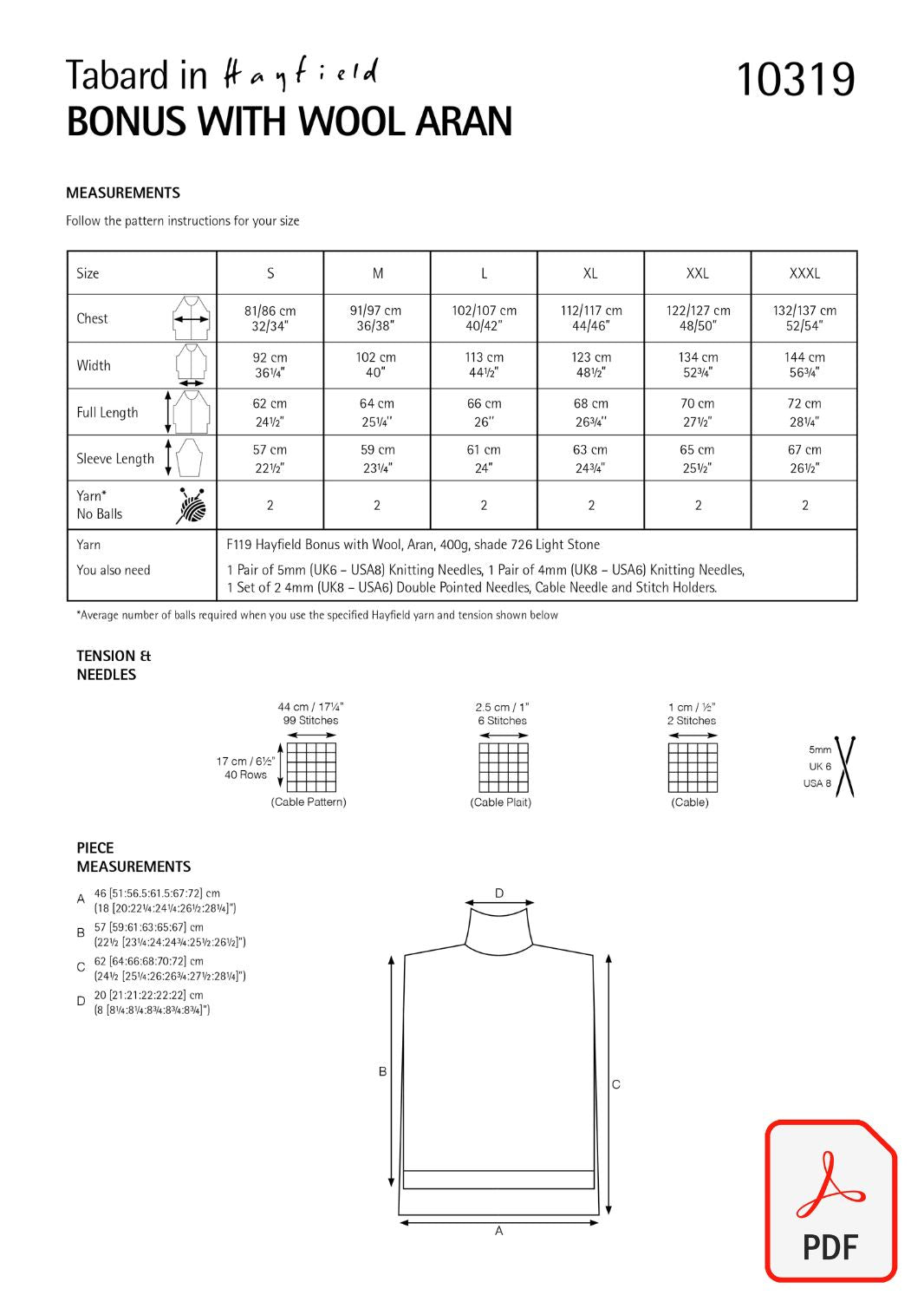 Hayfield 10319 Bonus with Wool Aran (PDF) Knit in a Box