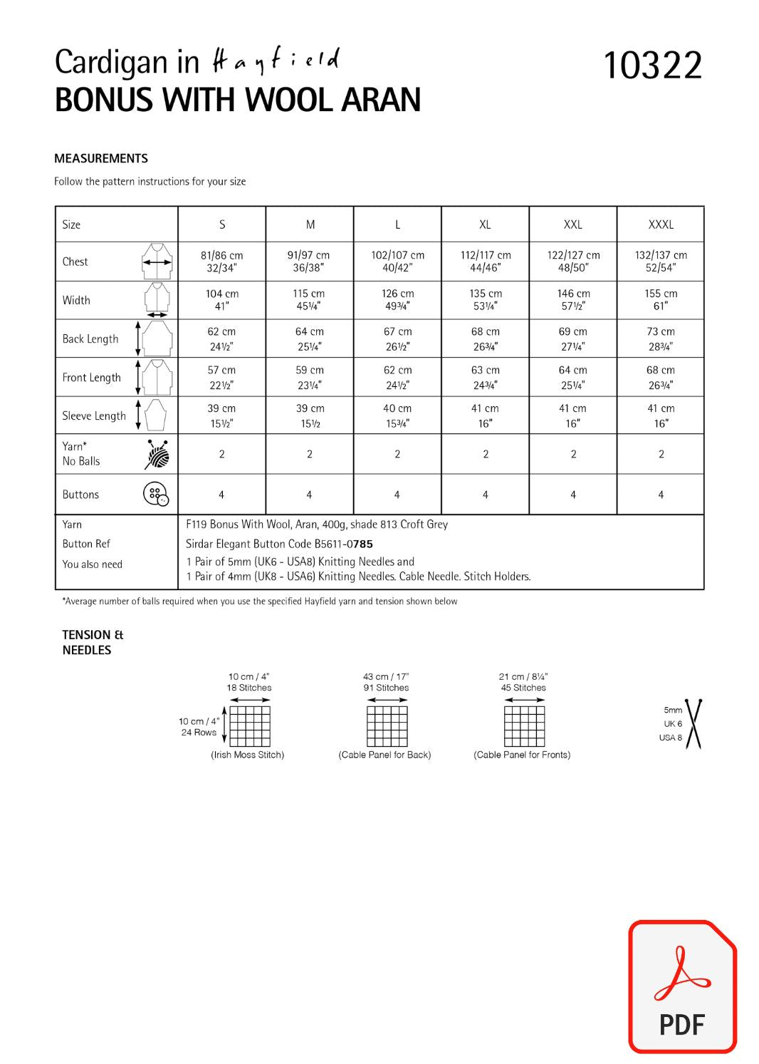 Hayfield 10322 Bonus with Wool Aran (PDF) Knit in a Box