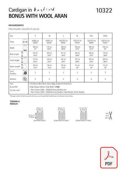 Hayfield 10322 Bonus with Wool Aran (PDF) Knit in a Box