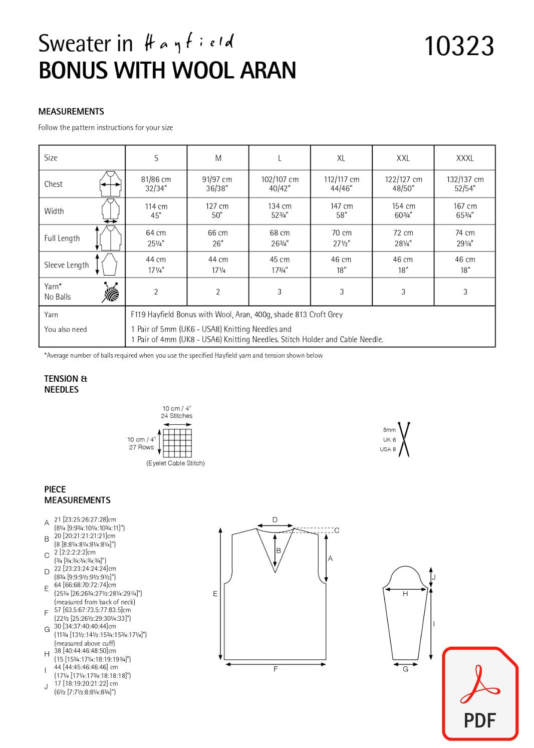 Hayfield 10323 Bonus with Wool Aran (PDF) Knit in a Box