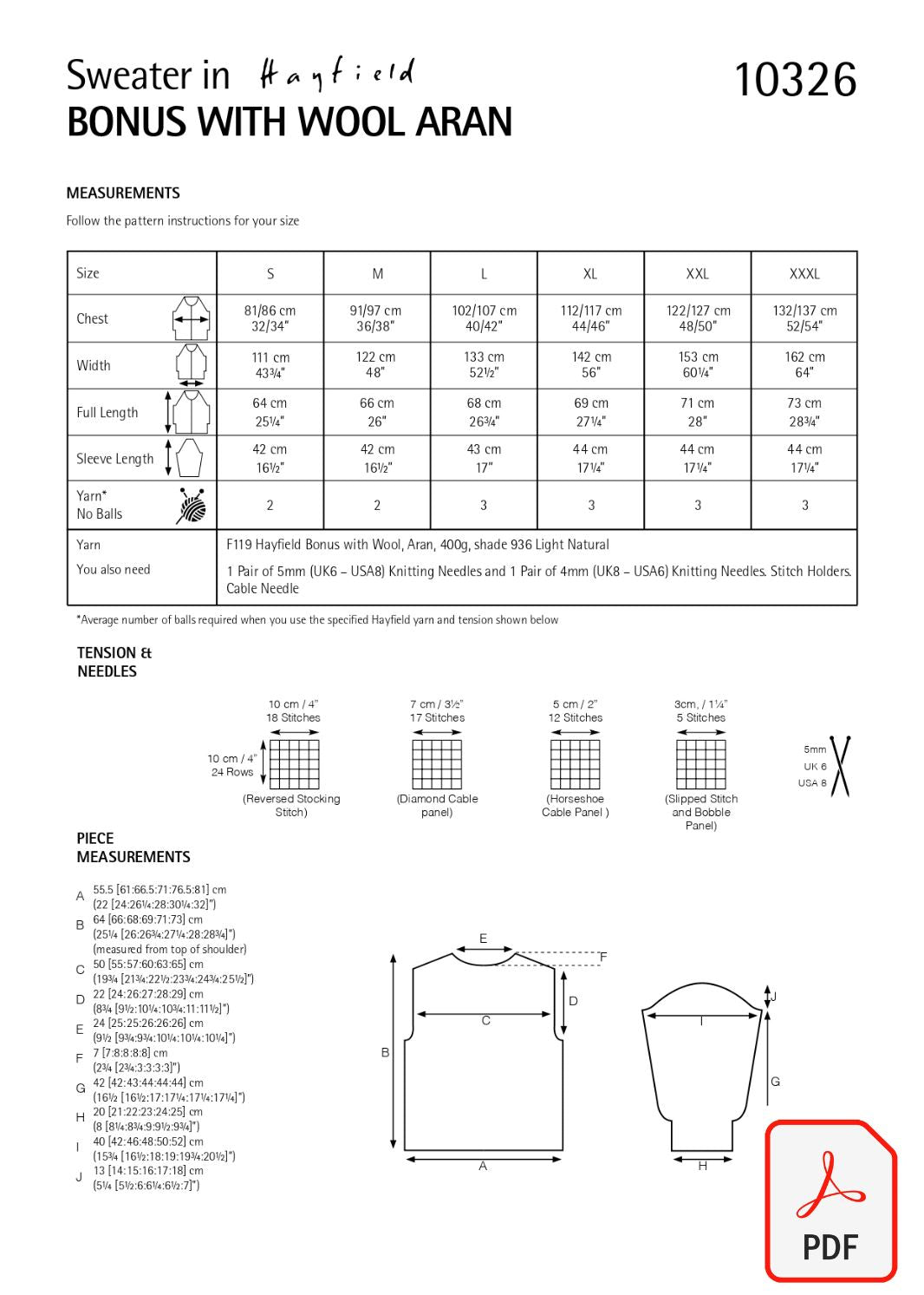 Hayfield 10326 Bonus with Wool Aran (PDF) Knit in a Box