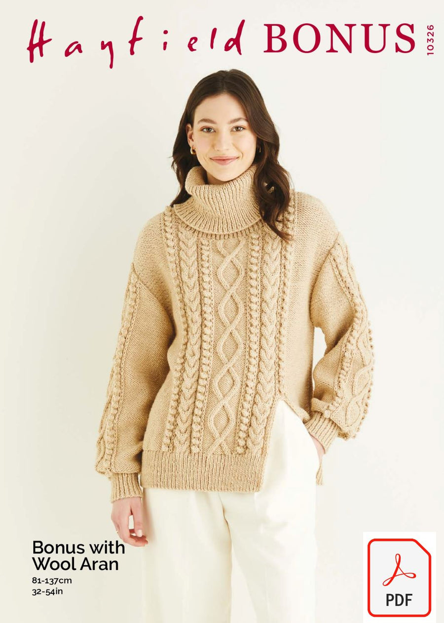 Hayfield 10326 Bonus with Wool Aran (PDF) Knit in a Box 