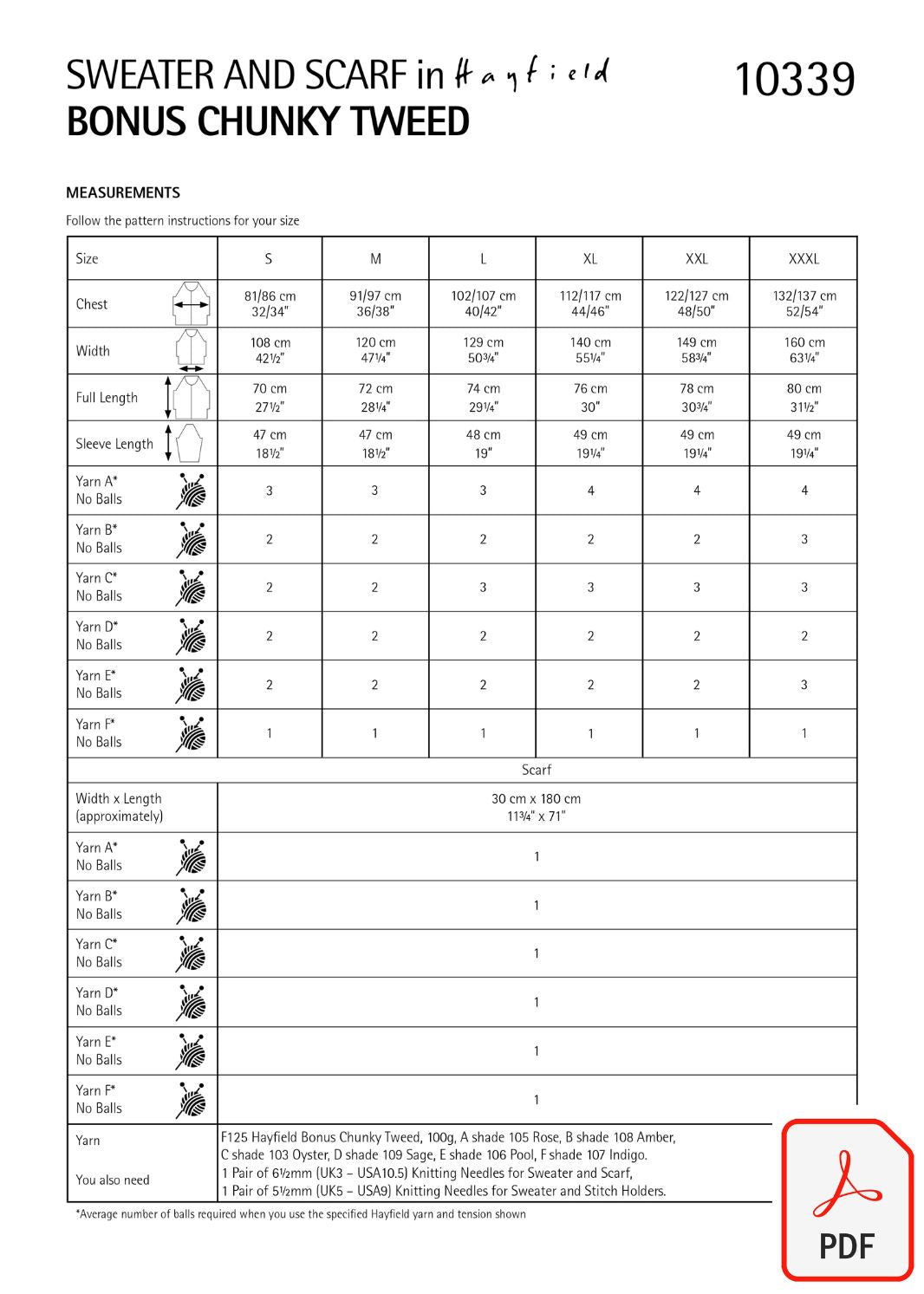 Hayfield 10339 Chunky Tweed (PDF) Knit in a Box