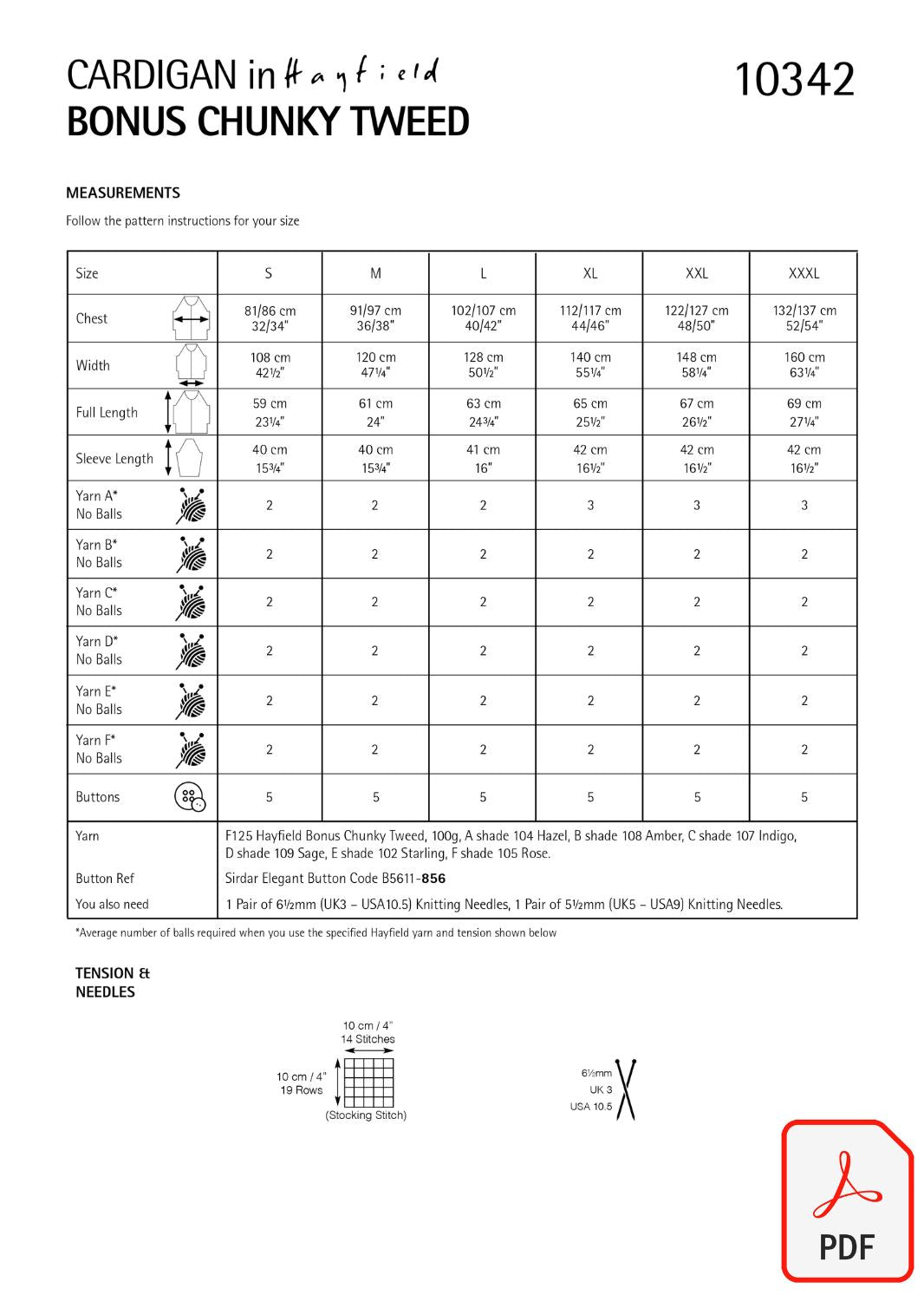 Hayfield 10342 Bonus Chunky Tweed (PDF) Knit in a Box