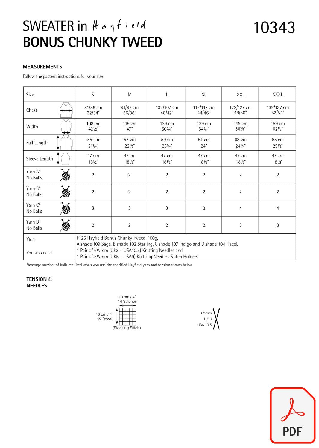 Hayfield 10343 Bonus Chunky Tweed (PDF) Knit in a Box