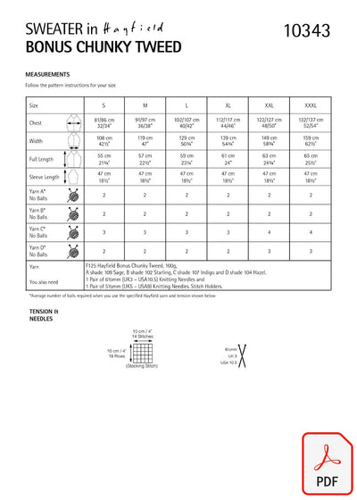 Hayfield 10343 Bonus Chunky Tweed (PDF) Knit in a Box