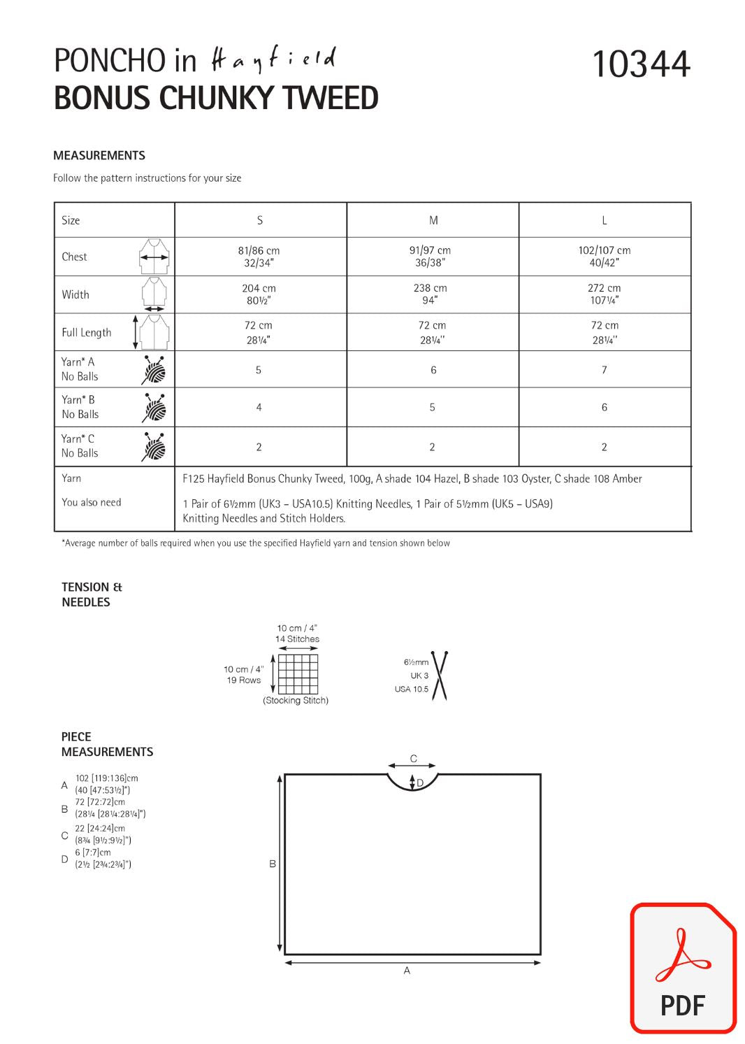 Hayfield 10344 Bonus Chunky Tweed (PDF) Knit in a Box