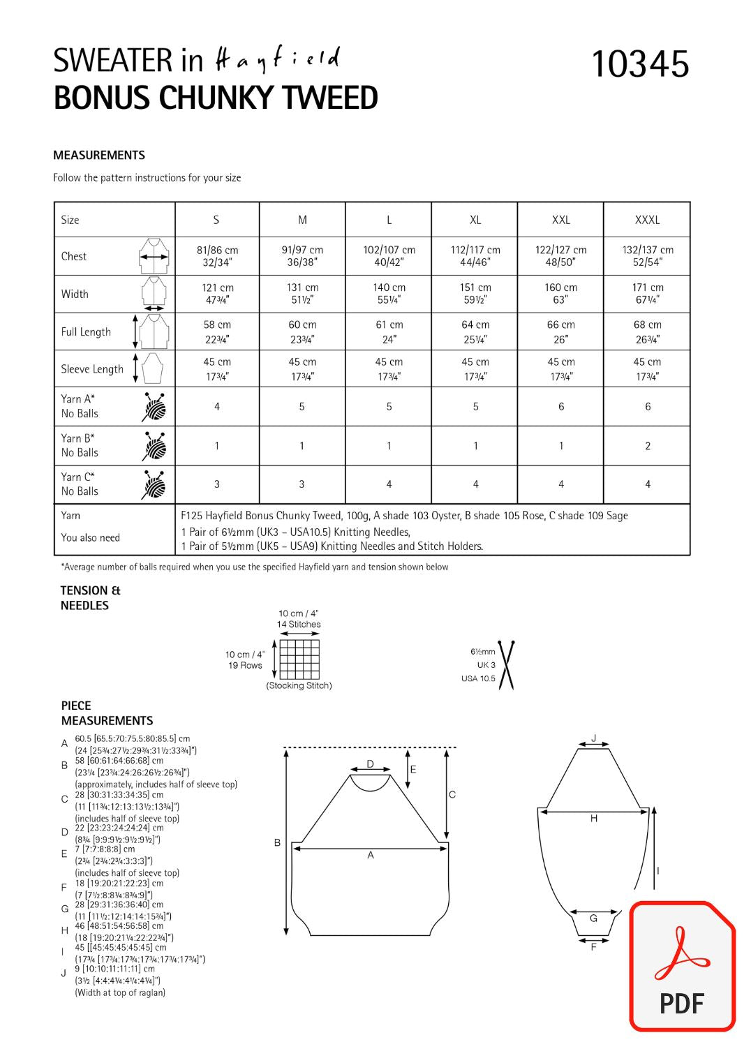 Hayfield 10345 Bonus Chunky Tweed (PDF) Knit in a Box