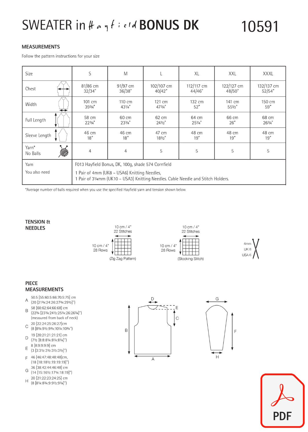 Hayfield 10591 Bonus DK (PDF) Knit in a Box