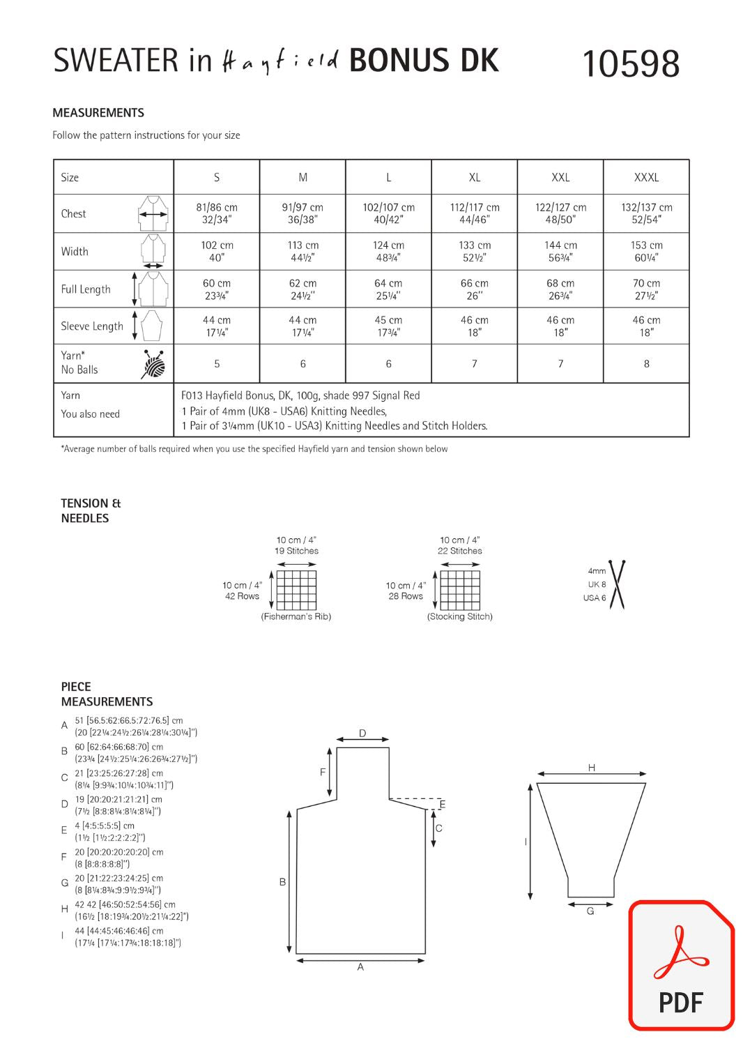 Hayfield 10598 Bonus DK (PDF) Knit in a Box