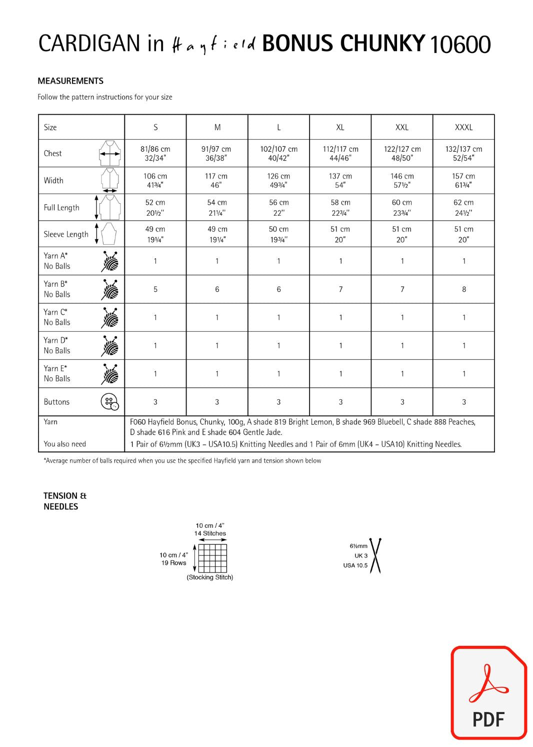 Hayfield 10600 Bonus Chunky (PDF) Knit in a Box