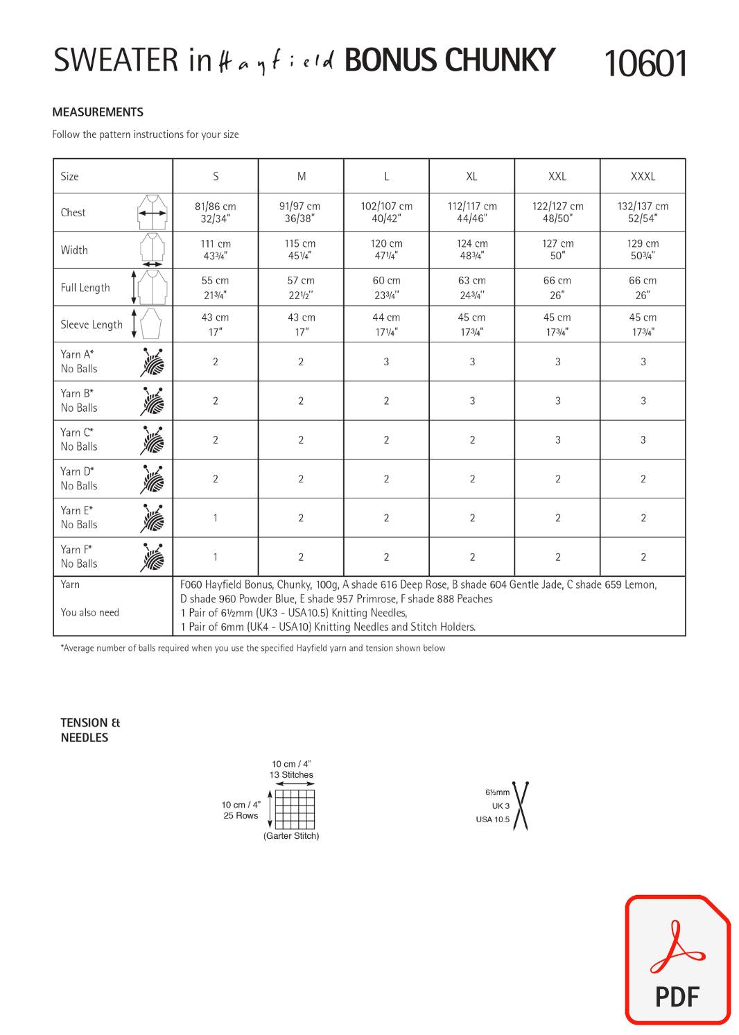 Hayfield 10601 Bonus Chunky (PDF) Knit in a Box
