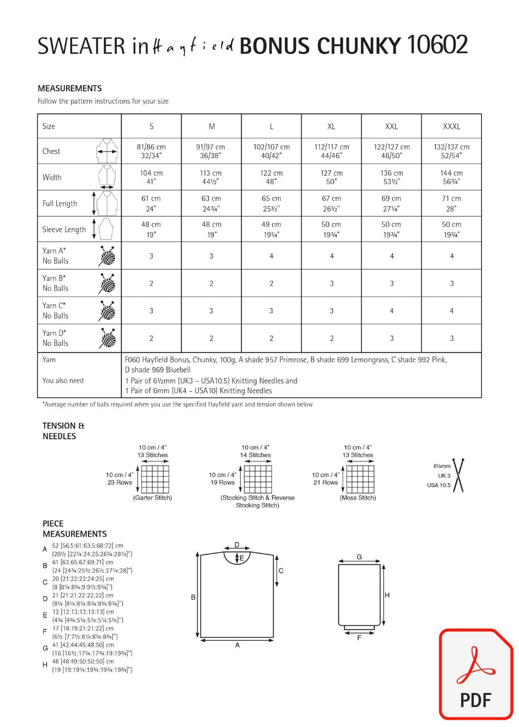 Hayfield 10602 Bonus Chunky (PDF) Knit in a Box