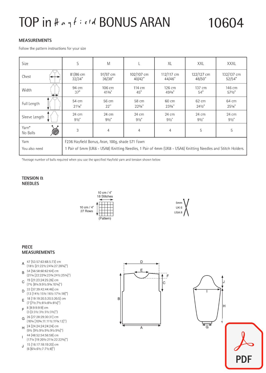 Hayfield 10604 Bonus Aran (PDF) Knit in a Box