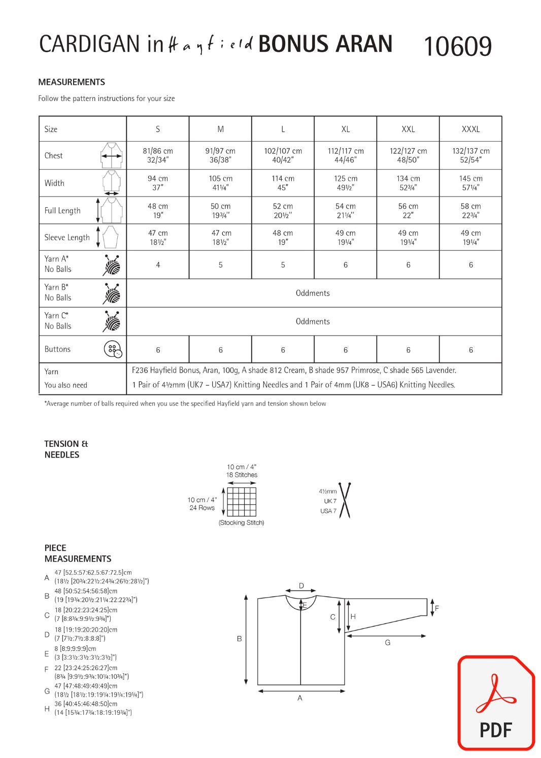 Hayfield 10609 Bonus Aran (PDF) Knit in a Box