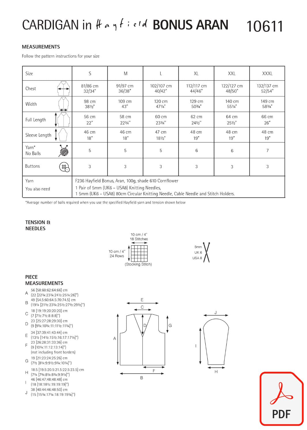Hayfield 10611 Bonus Aran (PDF) Knit in a Box