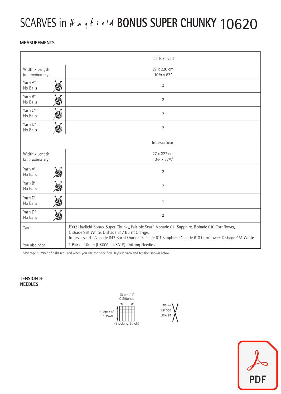 Hayfield 10620 Bonus Super Chunky (PDF) Knit in a Box