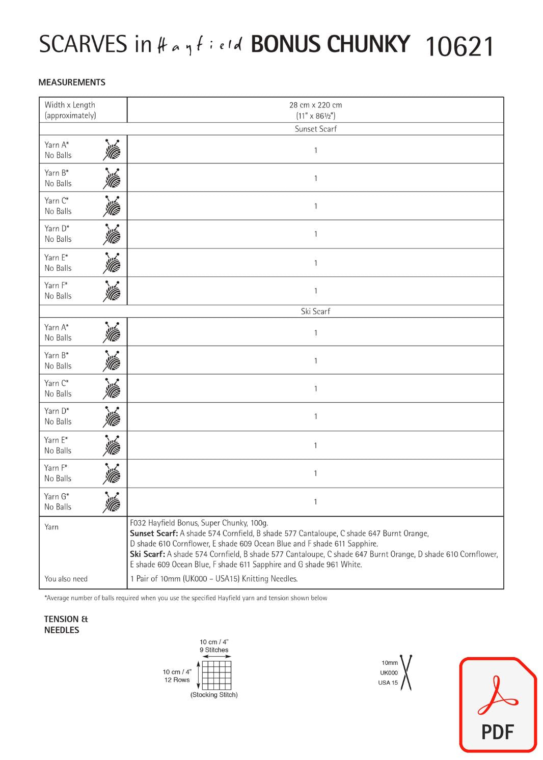 Hayfield 10621 Bonus Super Chunky (PDF) Knit in a Box