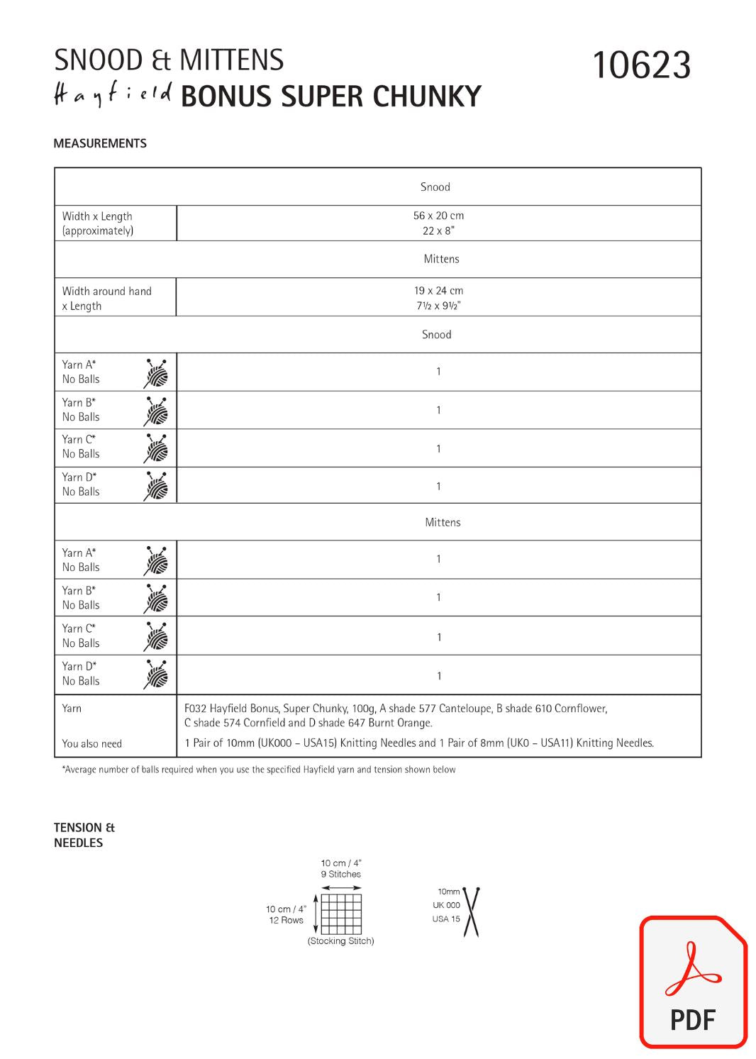 Hayfield 10623 Bonus Super Chunky (PDF) Knit in a Box