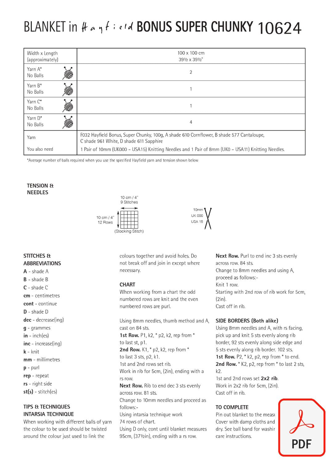 Hayfield 10624 Bonus Super Chunky (PDF) Knit in a Box