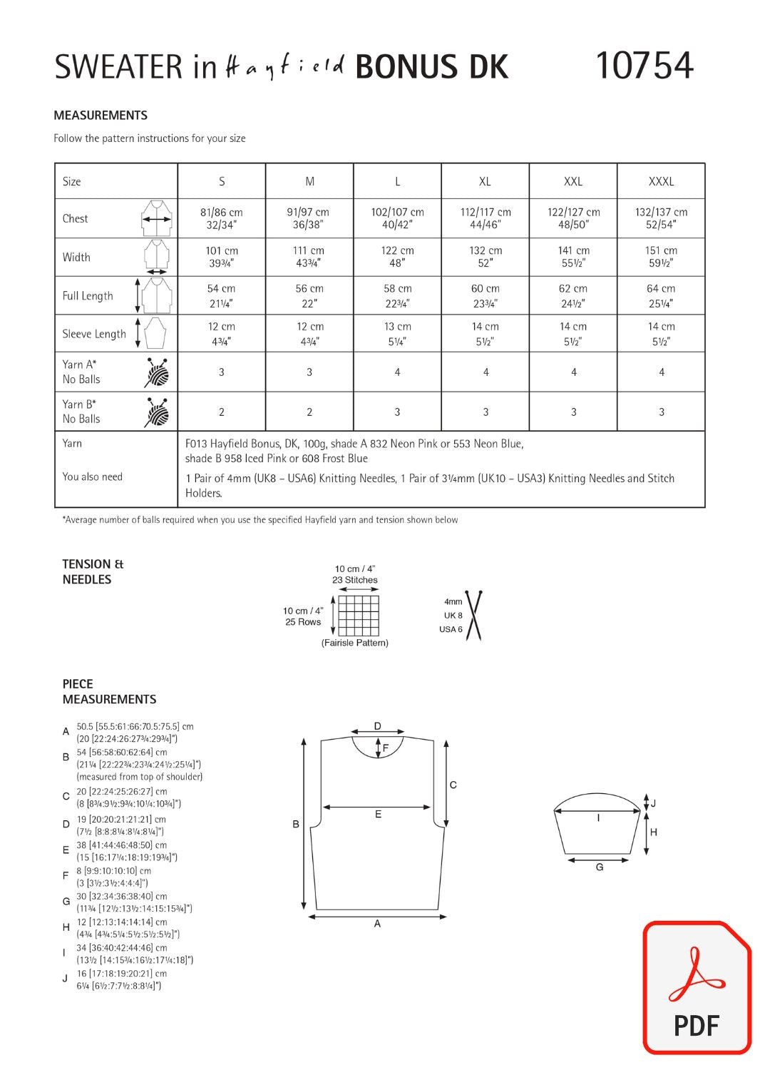 Hayfield 10754 Bonus DK (PDF) Knit in a Box