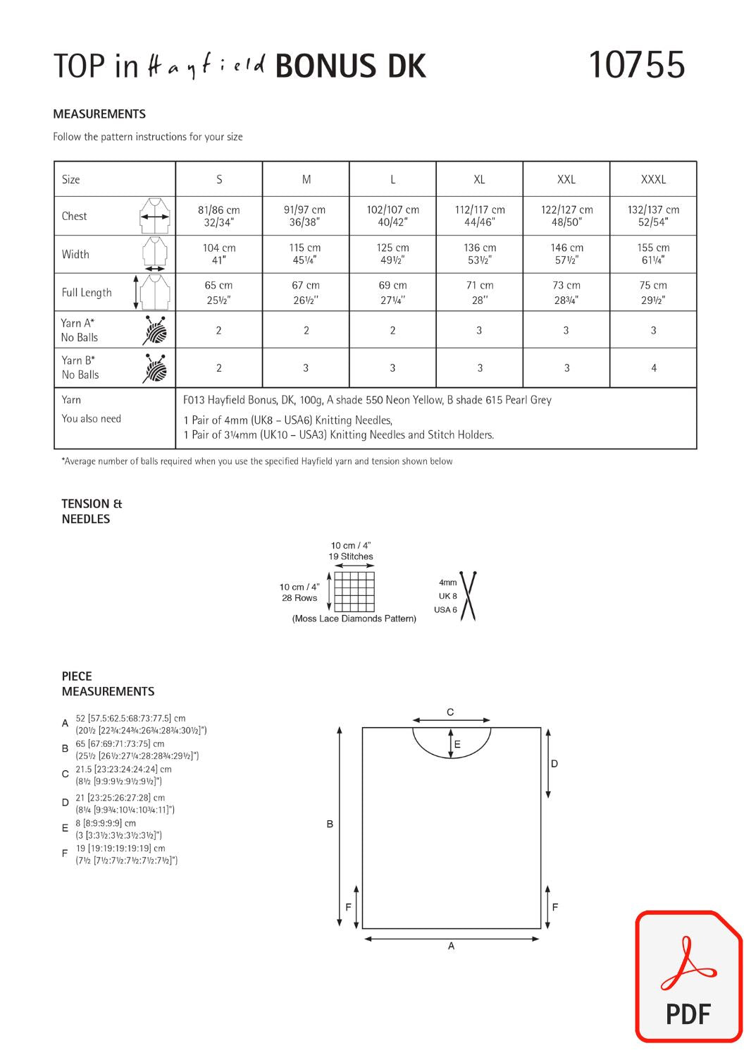 Hayfield 10755 Bonus DK (PDF) Knit in a Box