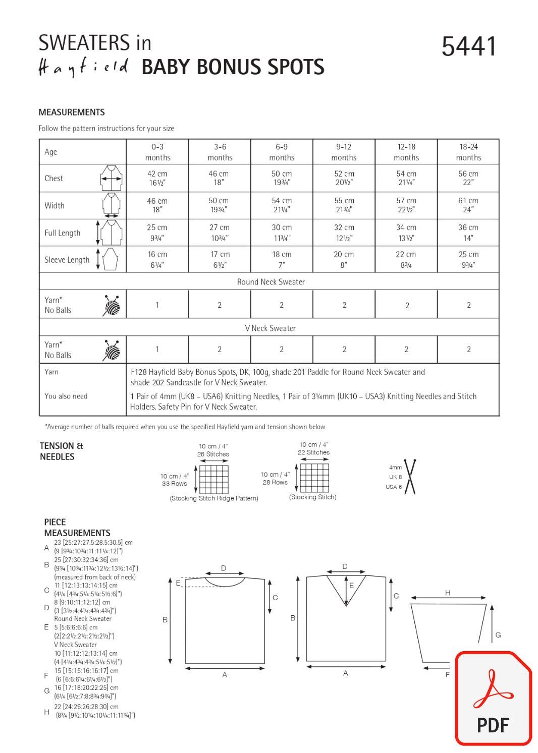 Hayfield 5441 Baby Bonus Spot (PDF) Knit in a Box
