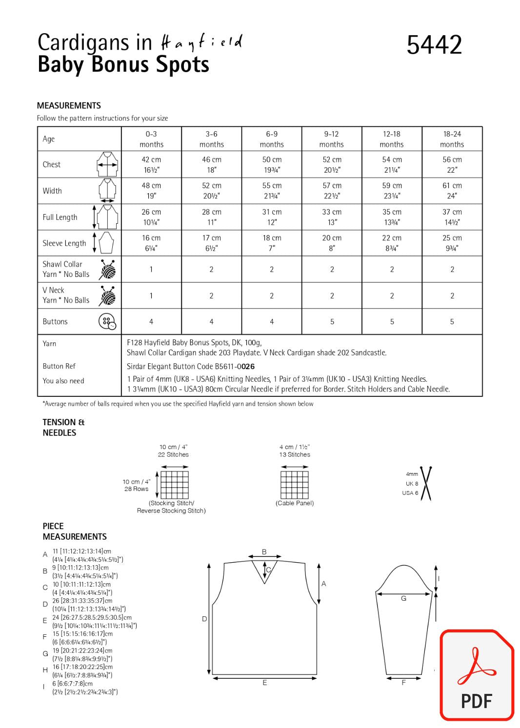 Hayfield 5442 Baby Bonus Spots (PDF) Knit in a Box