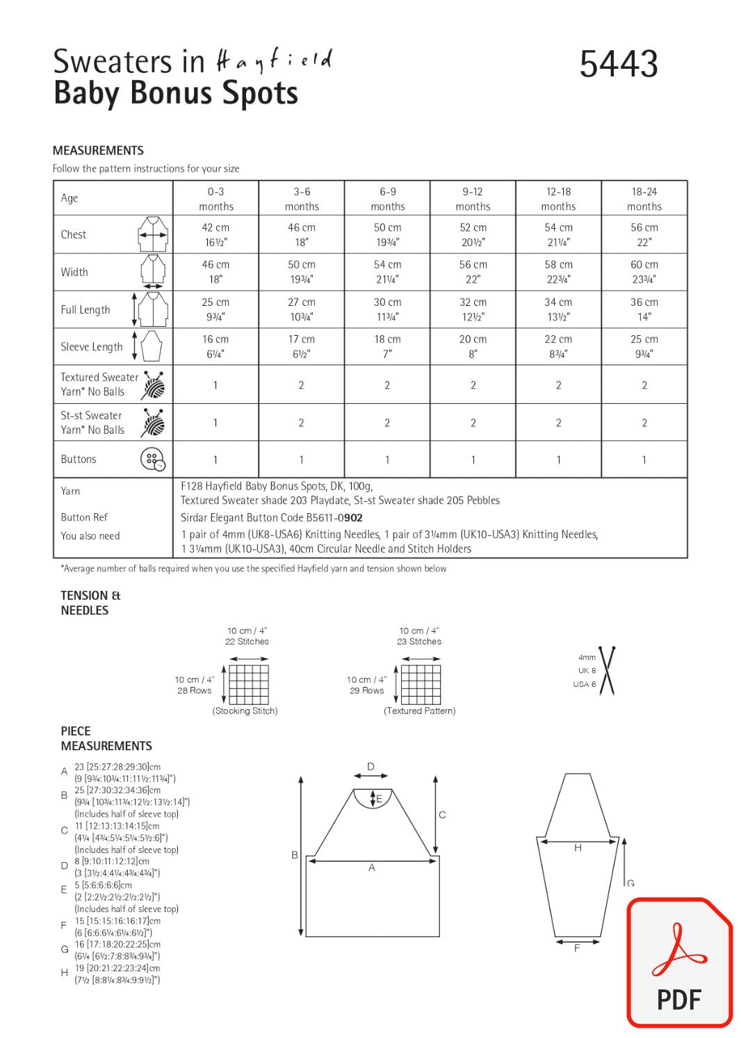Hayfield 5443 Baby Bonus Spots (PDF) Knit in a Box