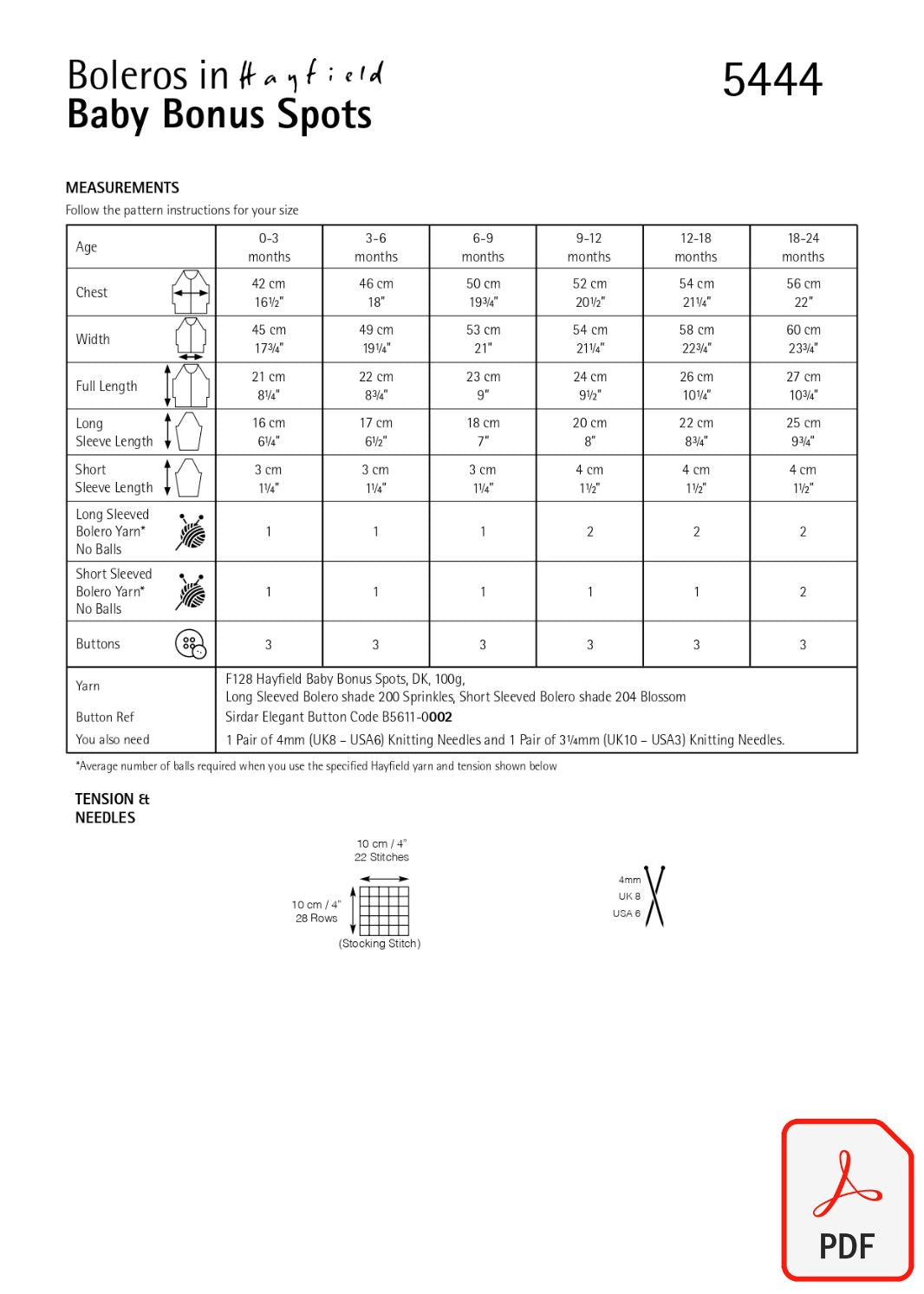 Hayfield 5444 Baby Bonus Spots DK (PDF) Knit in a Box