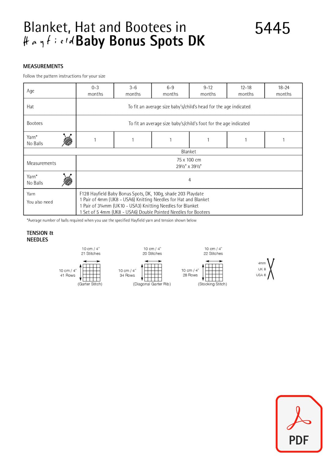 Hayfield 5445 Baby Bonus Spots DK (PDF) Knit in a Box